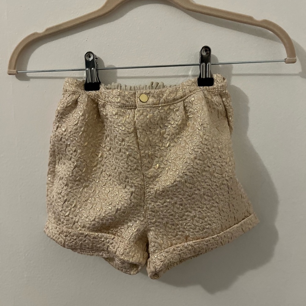 H&M Gold + Beige Textured Shorts